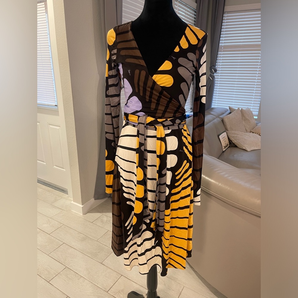 Issa London monarch faux wrap 100% silk jersey dress US 10